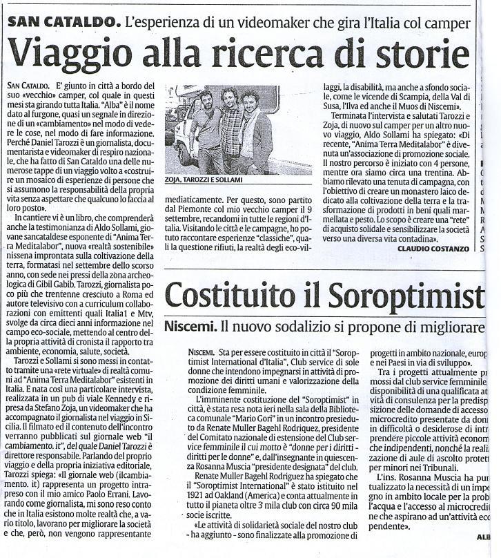 La Sicilia pubblica un'intervista sul Viaggio nell'Italia che Cambia