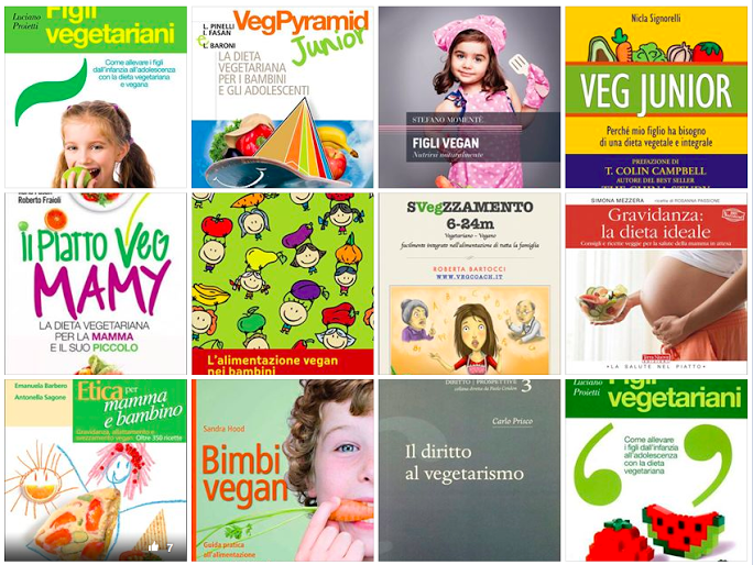 Alcune pubblicazioni disponibili oggi sul tema dell'alimentazione vegan nei bimbi