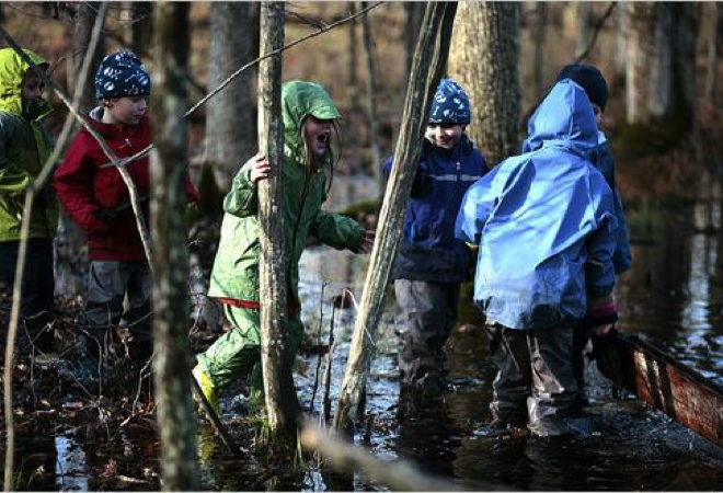 asilo nel bosco campo invernale