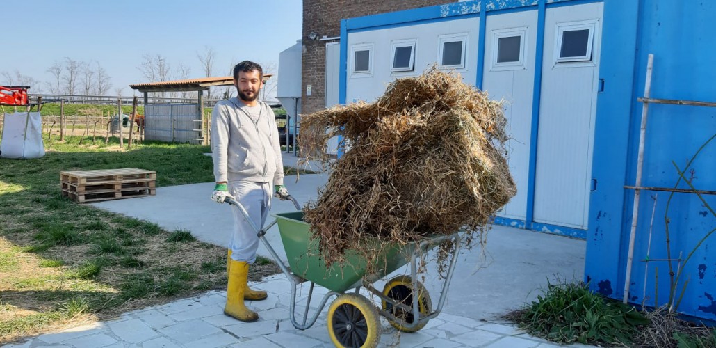 Luca a lavoro presso l'azienda agricola elilu - Agricultura Familiare
