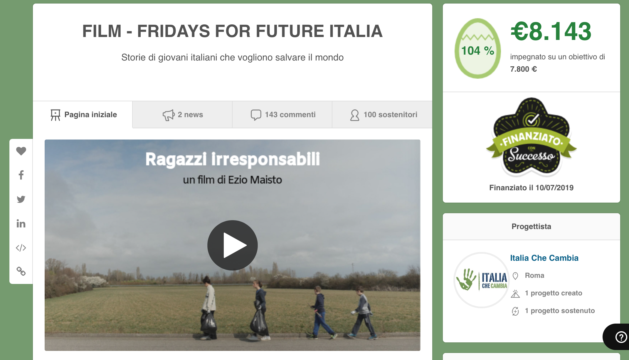Chiuso al 38% il 1° crowdfunding del film su FFF Italia: abbiamo riscattato le vostre donazioni!
