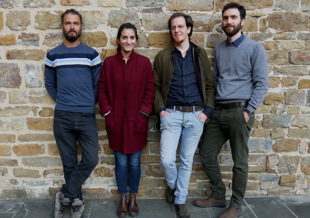 Il team di ReCreo. Da sinistra: Leo Cusseau, Shirin Amini, Leonardo Porcelloni e Federico Mazzelli