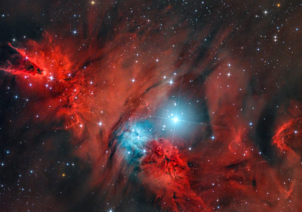 astrogotografia nebulose cono pelliccia di volpe e ammasso dellalbero di Natale nella costellazione dellunicorno
