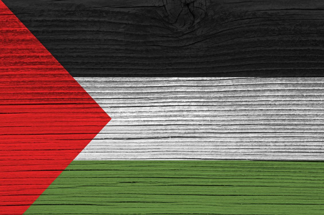 Bandiera della Palestina dipinta su legno grezzo