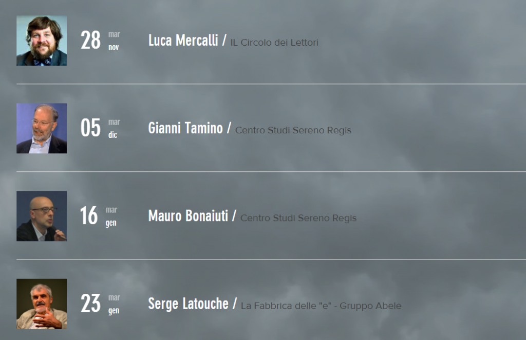 Da Mercalli a Latouche, passando per Bonaiuti e Tamino per “Scenari di futuro”