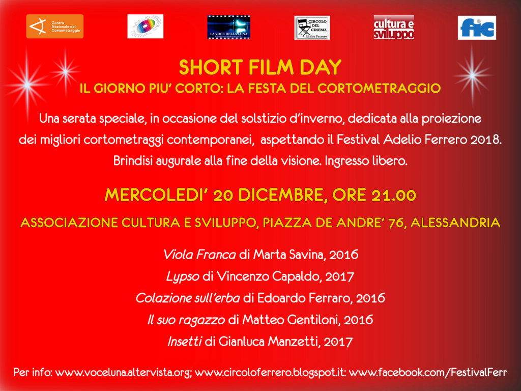 Short Film Day. Eventi e proiezioni per celebrare il 21 dicembre in Piemonte